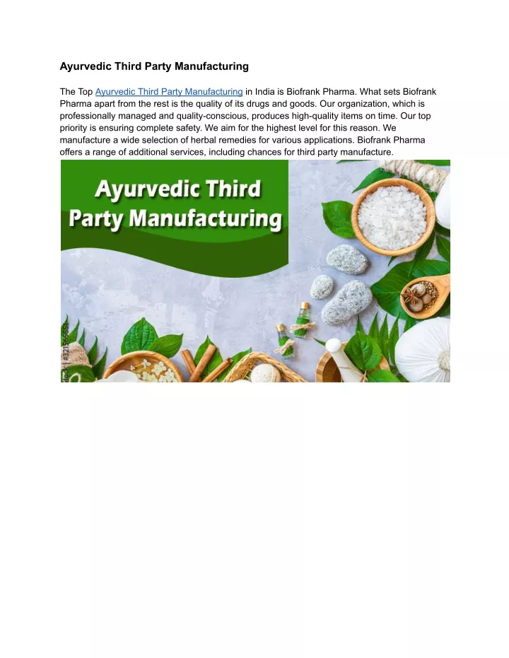ayurvedic third party manufacturing