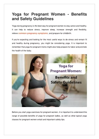 yoga for pregnant women benefits and safety