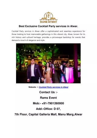Best Exclusive Cocktail Party services in Alwar. (1)