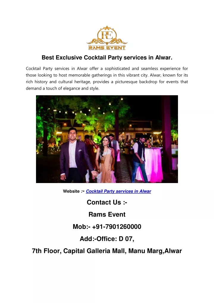 best exclusive cocktail party services in alwar