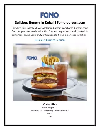 Delicious Burgers In Dubai | Fomo-burgers.com