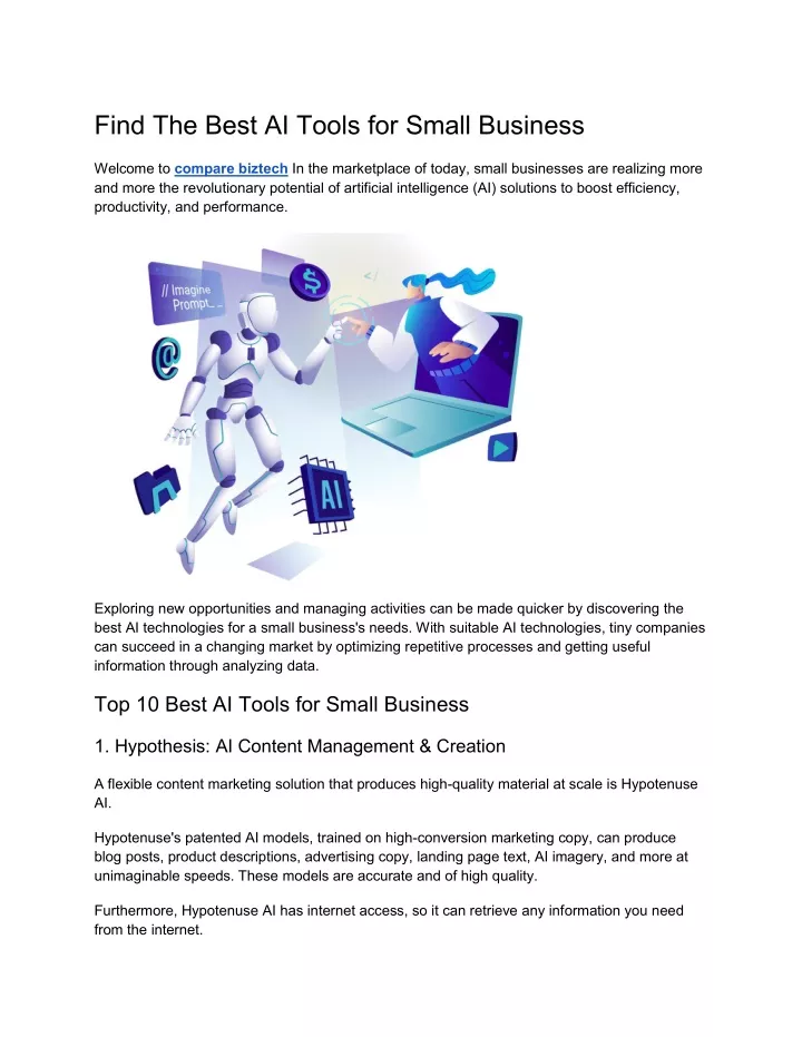 find the best ai tools for small business