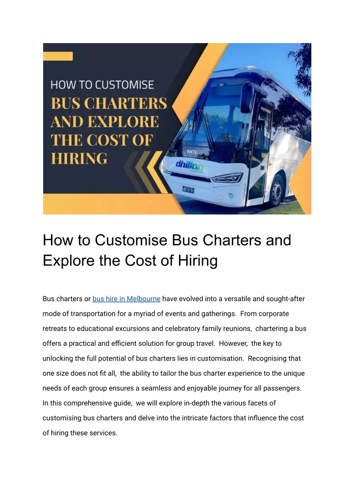 how to customise bus charters and explore