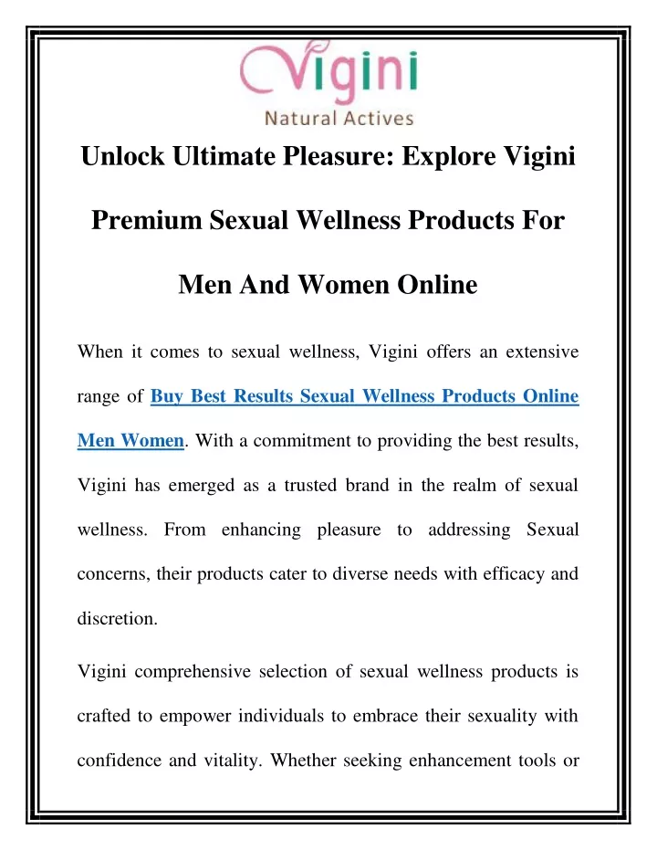 unlock ultimate pleasure explore vigini