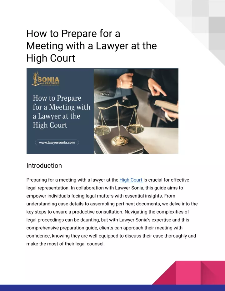 how to prepare for a meeting with a lawyer