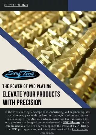 The Power of PVD Plating Elevate Your Products with Precision