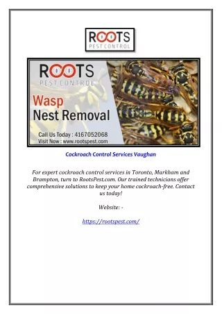 Cockroach Control Services Vaughan | Rootspest.com