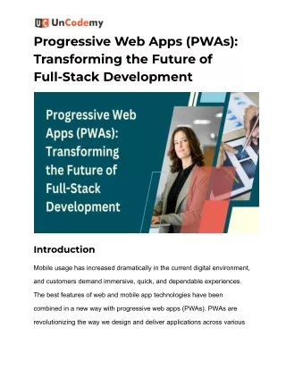 Progressive Web Apps (PWAs) - Transforming the Future of Full-Stack Development