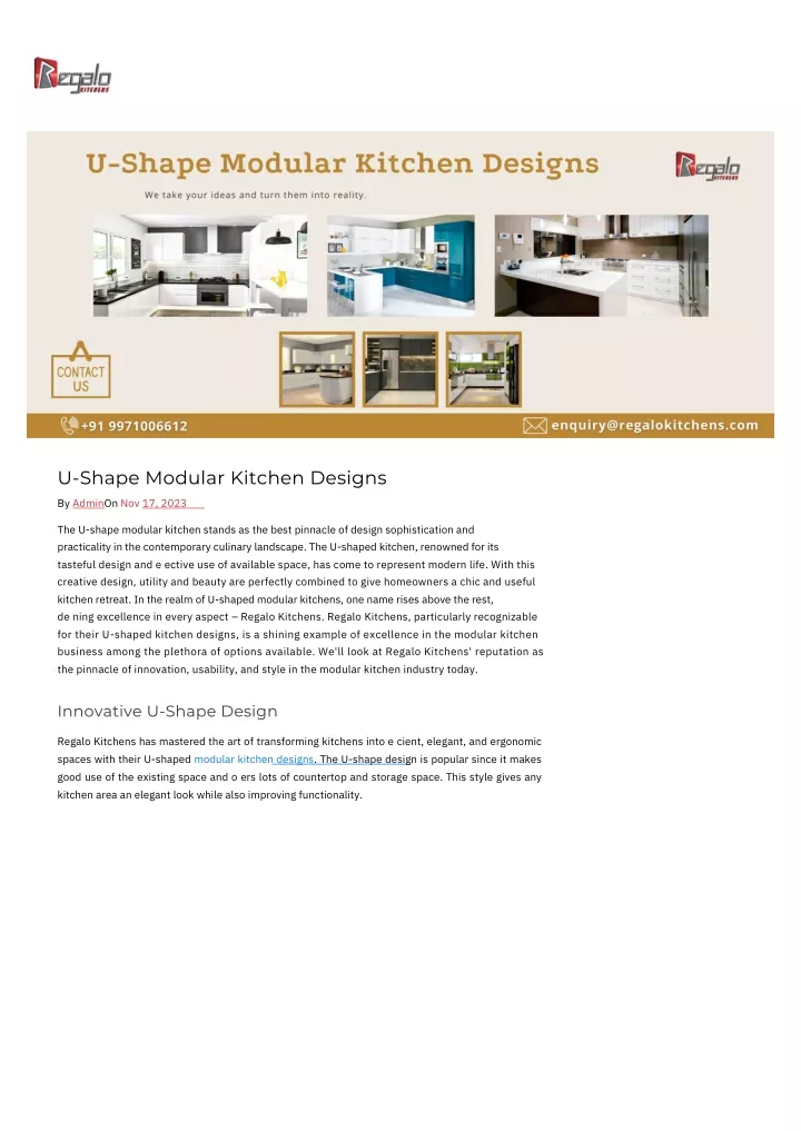 u shape modular kitchen designs