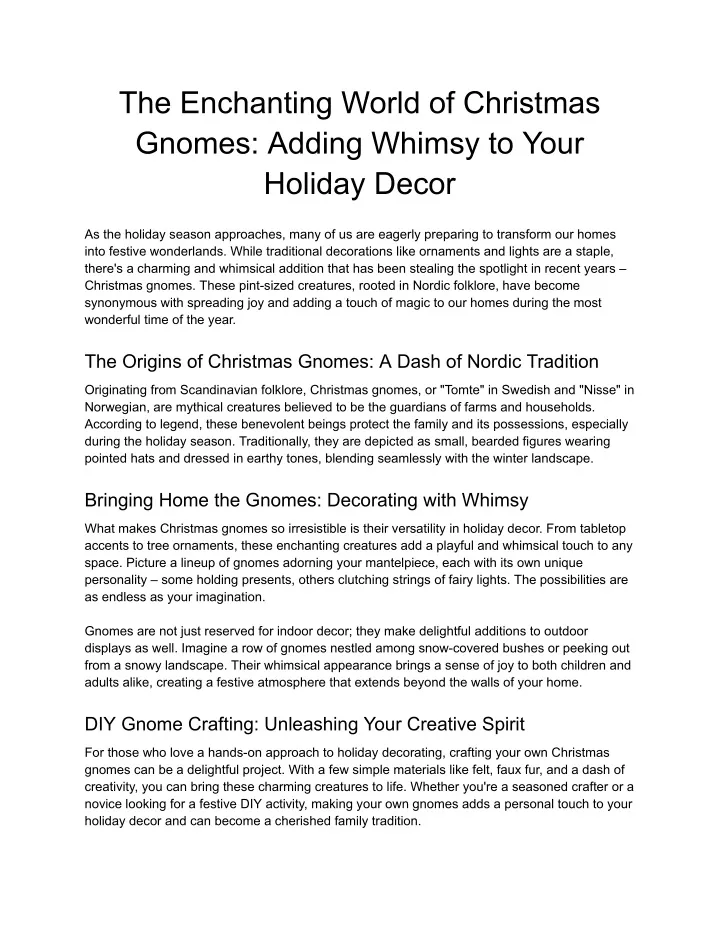 the enchanting world of christmas gnomes adding