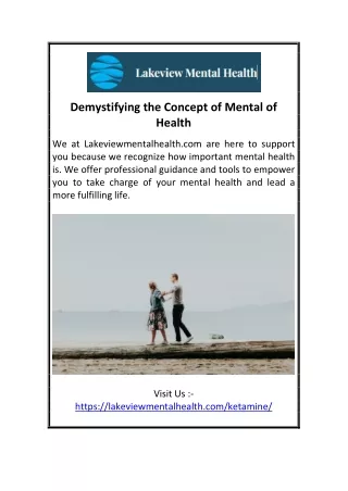 Demystifying the Concept of Mental of Health