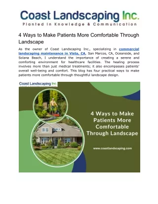 4 Ways to Make Patients More Comfortable Through Landscape