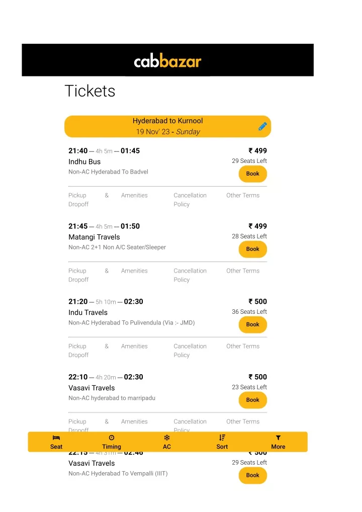 hyderabad to kurnool bus tickets