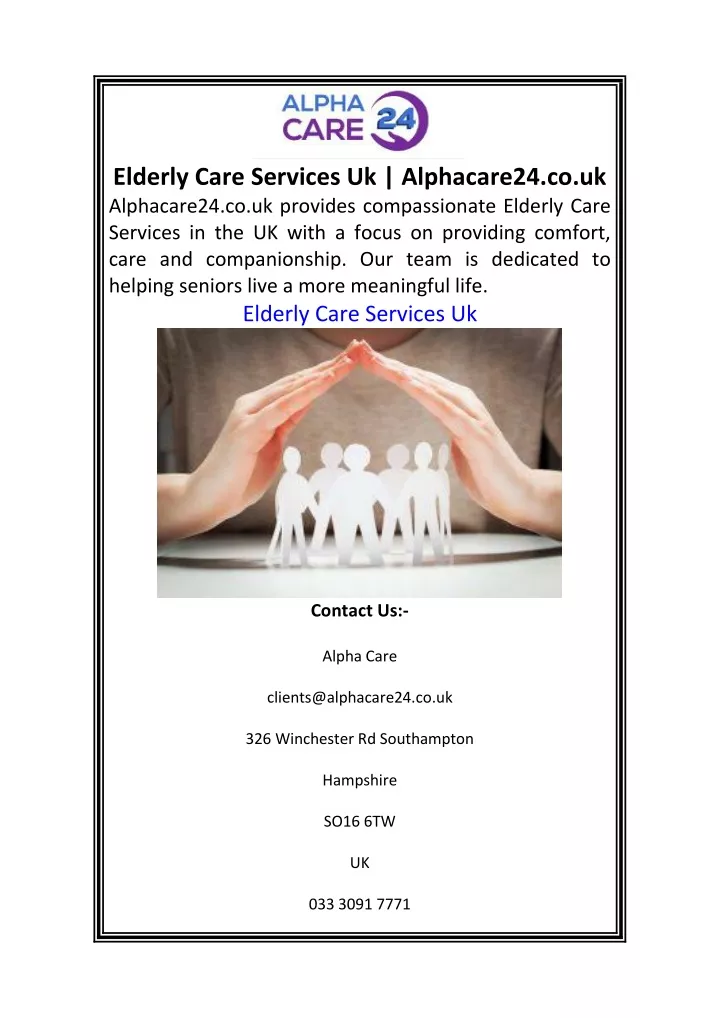 elderly care services uk alphacare24