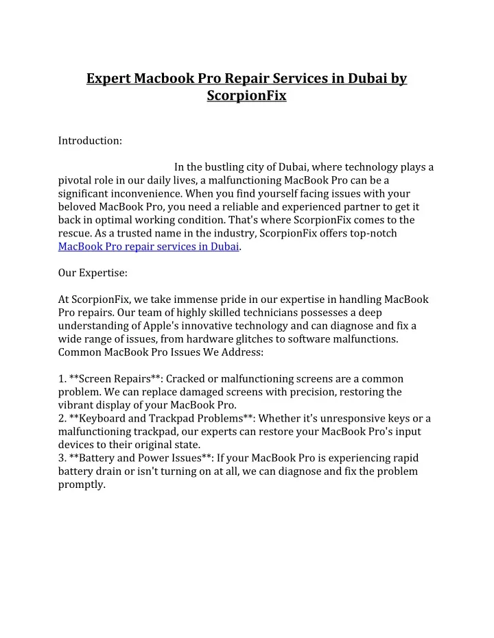 expert macbook pro repair services in dubai