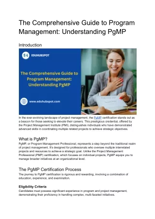 the comprehensive guide to program management