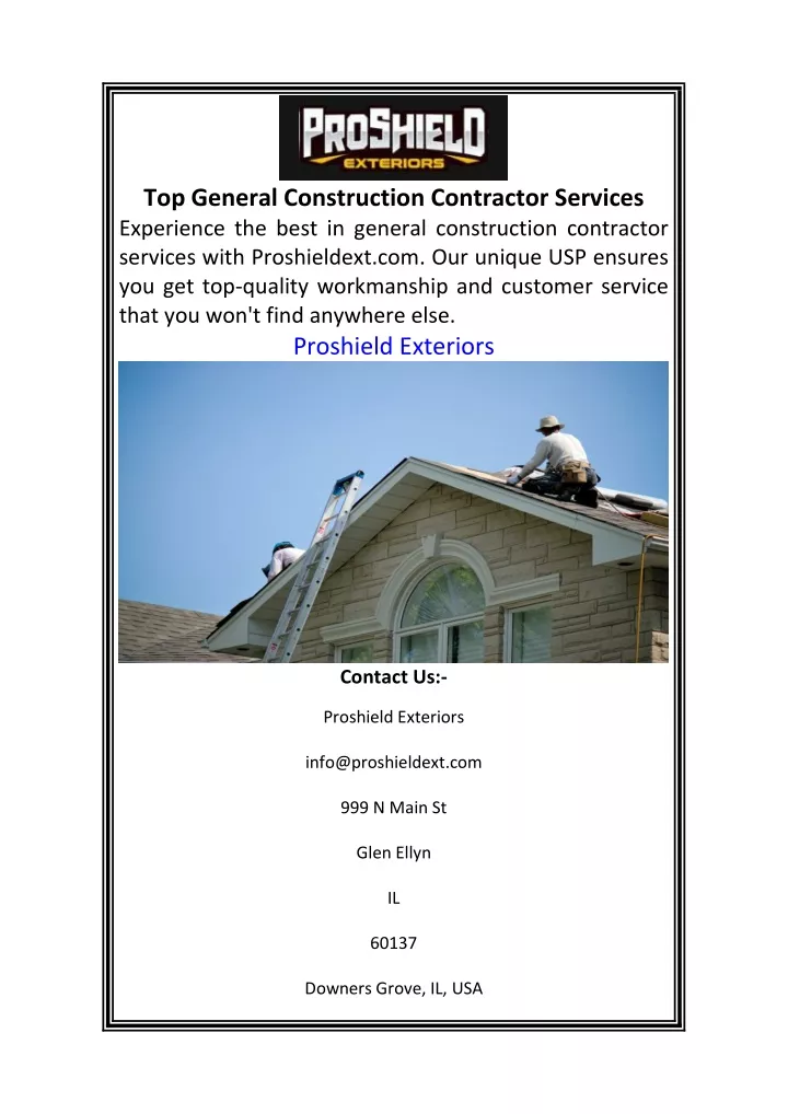 top general construction contractor services