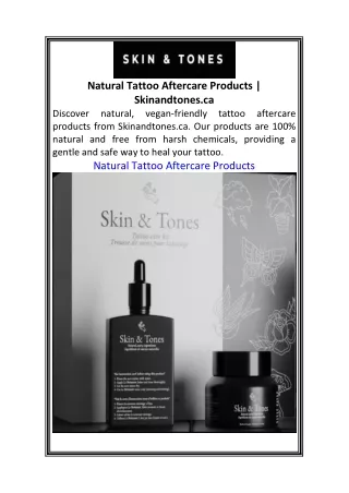 Natural Tattoo Aftercare Products  Skinandtones.ca