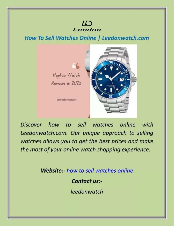 how to sell watches online leedonwatch com