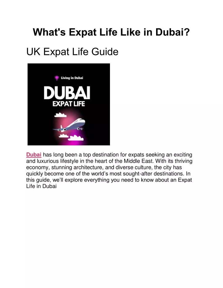 what s expat life like in dubai