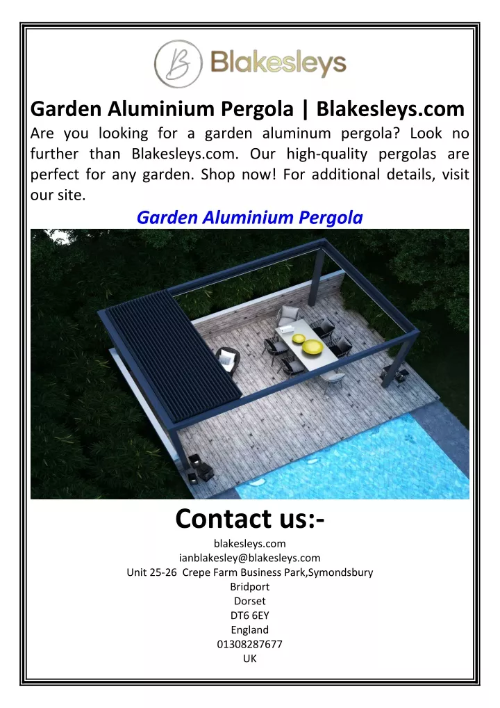 garden aluminium pergola blakesleys
