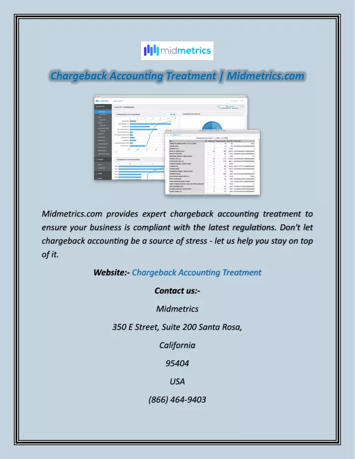 chargeback accounting treatment midmetrics com