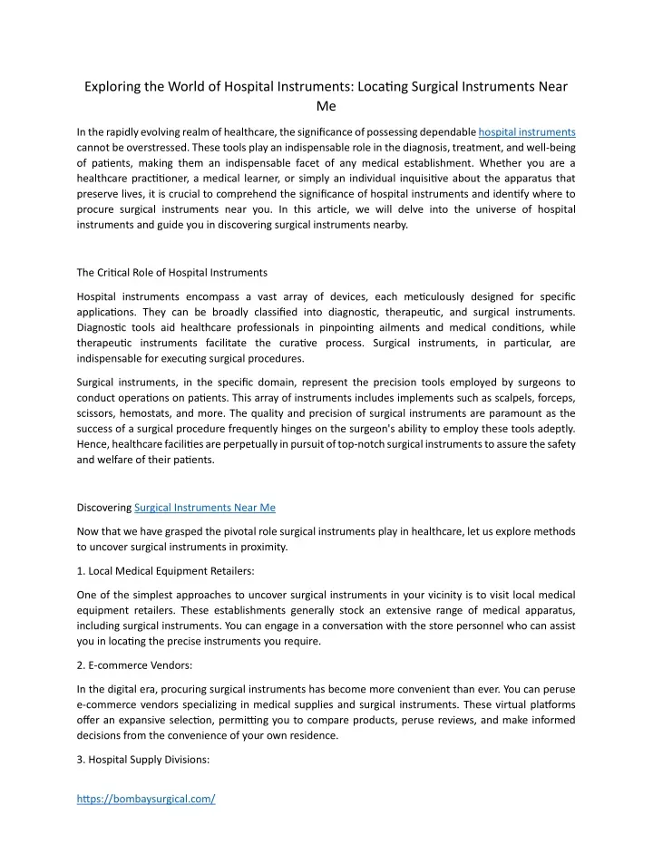 exploring the world of hospital instruments
