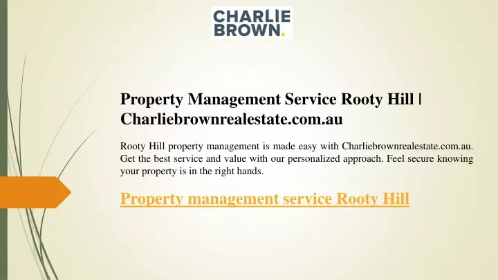 property management service rooty hill