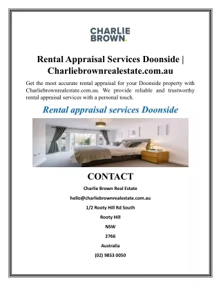 Rental Appraisal Services Doonside  Charliebrownrealestate.com