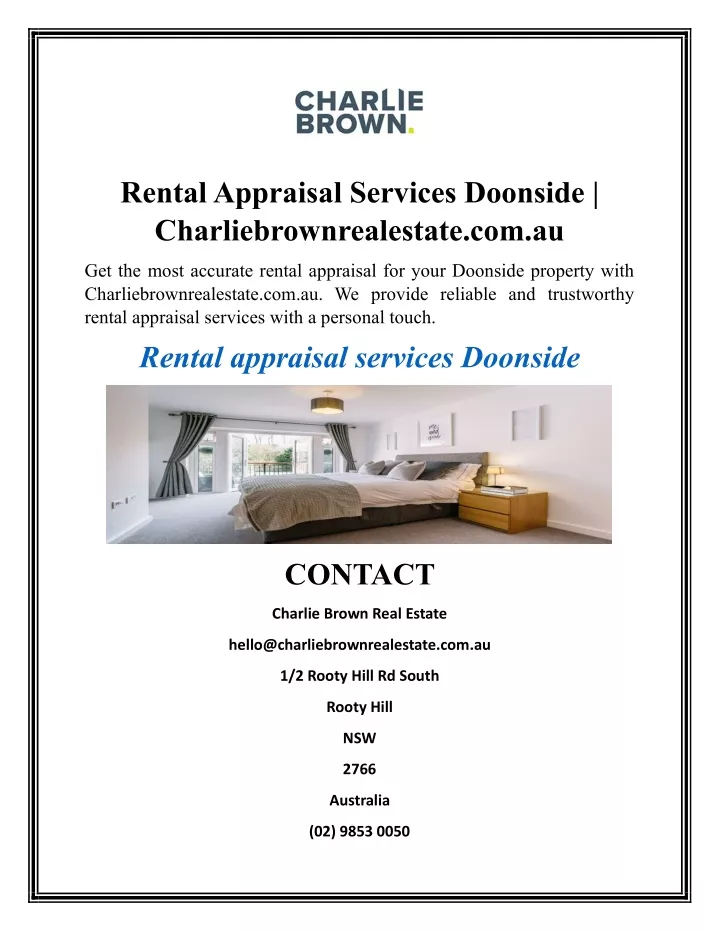 rental appraisal services doonside