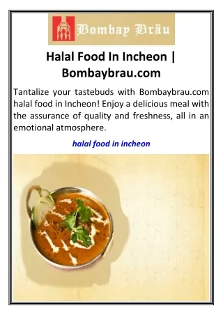 Halal Food In Incheon  Bombaybrau.com