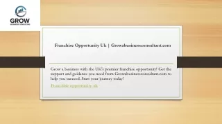 Franchise Opportunity Uk | Growabusinessconsultant.com