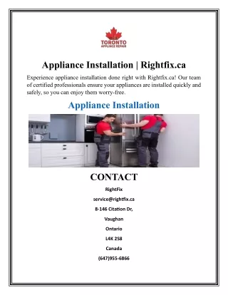 appliance installation rightfix ca