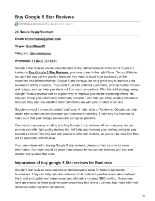 Buy Google 5 Star Reviews