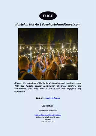 Hostel In Hoi An  Fusehostelsandtravel com