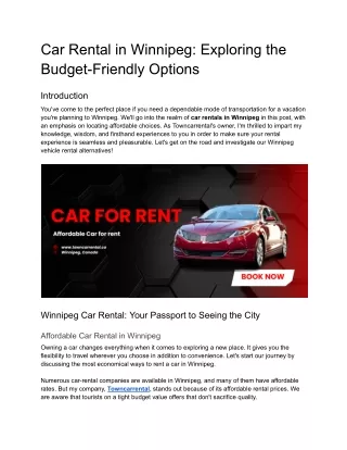 Car Rental in Winnipeg_ Exploring the Budget-Friendly Options