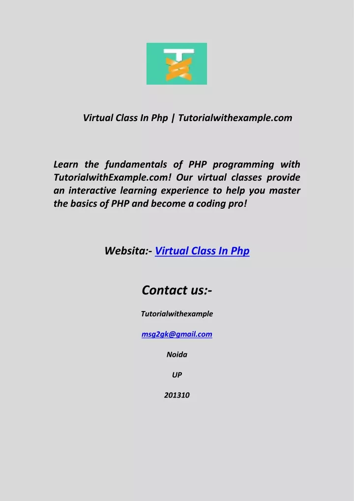 virtual class in php tutorialwithexample com