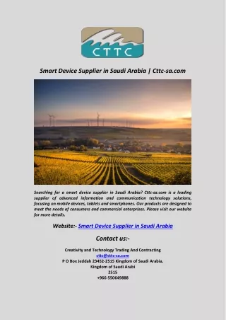 Smart Device Supplier in Saudi Arabia  Cttc sa com
