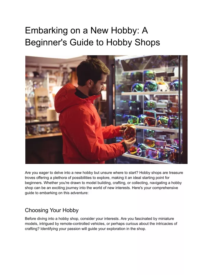 embarking on a new hobby a beginner s guide