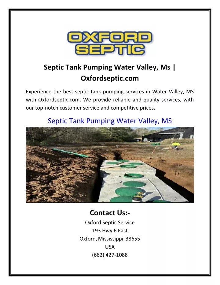 septic tank pumping water valley ms oxfordseptic