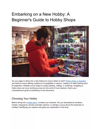 embarking on a new hobby a beginner s guide