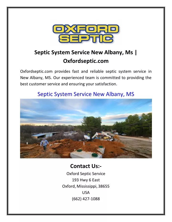 septic system service new albany ms oxfordseptic