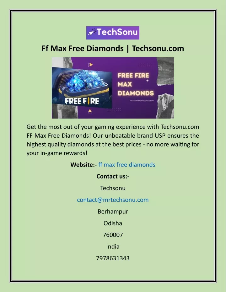 ff max free diamonds techsonu com