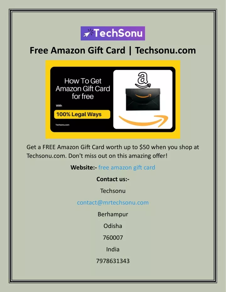 free amazon gift card techsonu com