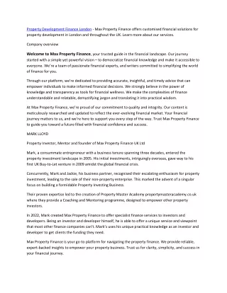 property development finance london max property