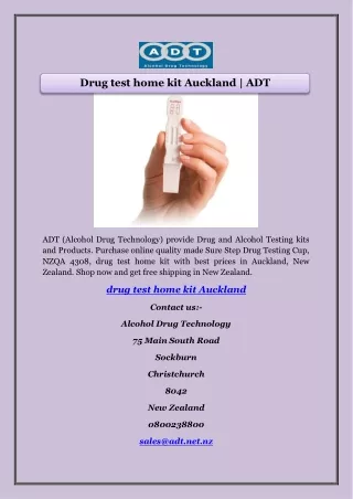 Drug test home kit Auckland | ADT