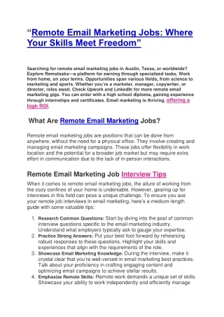 Remote Email Marketing Jobs
