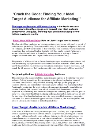 Finding Your Ideal Target Audience for Affiliate Marketing!” (1)