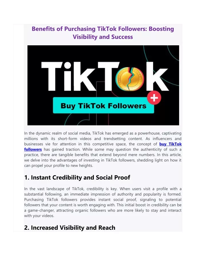 benefits of purchasing tiktok followers boosting