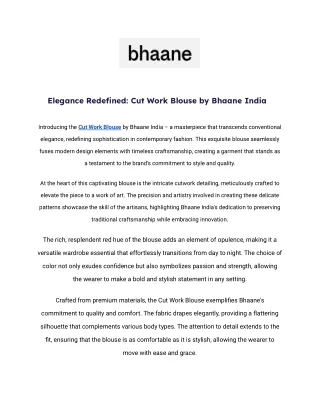 Elegance Redefined_ Cut Work Blouse by Bhaane India
